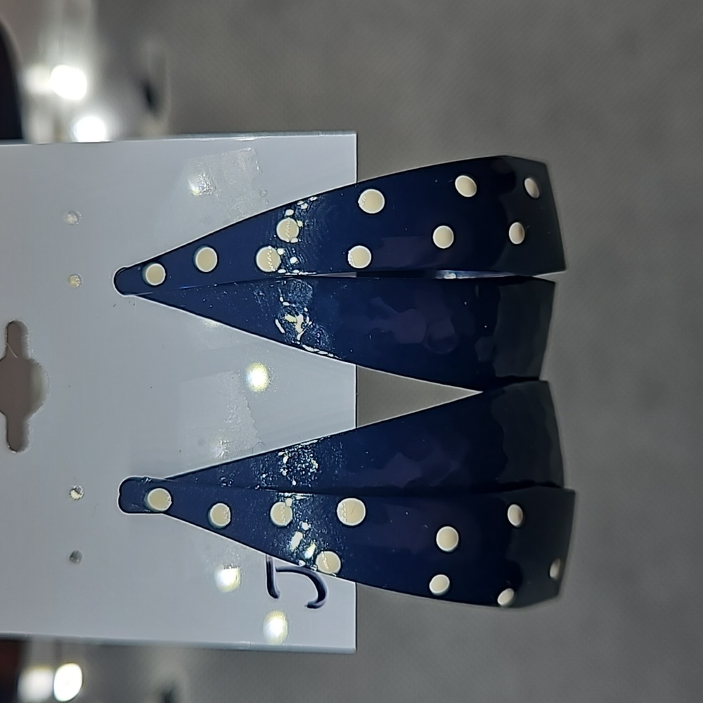 Vintage 80s navy polka dot metal pierced earrings